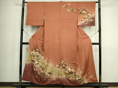 平和屋着物■訪問着　地紙花文　暈し染め　金彩　正絹　逸品　DABK6853ya