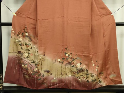 平和屋着物■訪問着　地紙花文　暈し染め　金彩　正絹　逸品　DABK6853ya
