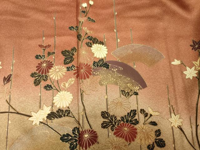 平和屋着物■訪問着　地紙花文　暈し染め　金彩　正絹　逸品　DABK6853ya