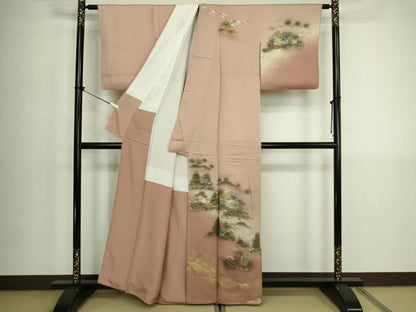 平和屋着物■訪問着　風景文　暈し染め　金銀彩　正絹　逸品　DABK6858ya