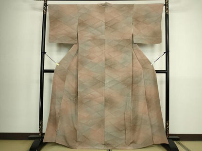 平和屋着物■上質な小紋　菱霞文　暈し染め　正絹　逸品　DABK6869ya