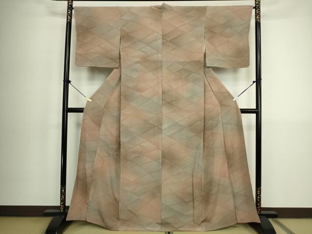 平和屋着物■上質な小紋　菱霞文　暈し染め　正絹　逸品　DABK6869ya