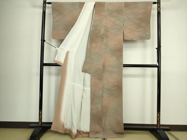 平和屋着物■上質な小紋　菱霞文　暈し染め　正絹　逸品　DABK6869ya