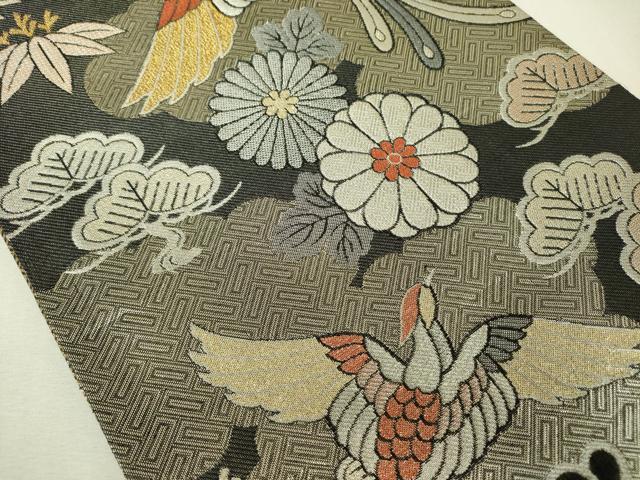 平和屋着物◎佐賀錦　六通柄袋帯　鳳凰花松文　金銀糸　正絹　逸品　DABK6890ya