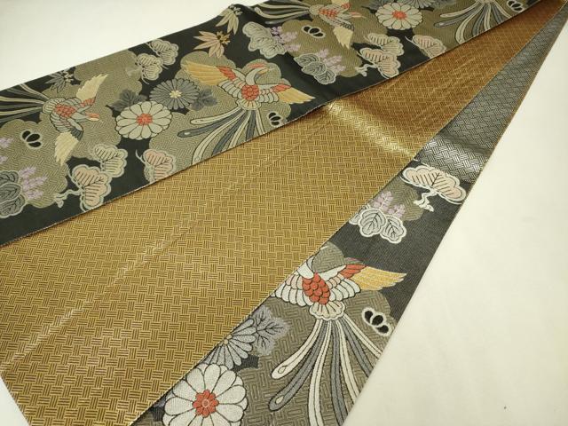 平和屋着物◎佐賀錦　六通柄袋帯　鳳凰花松文　金銀糸　正絹　逸品　DABK6890ya