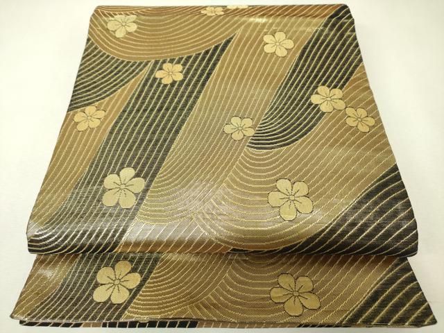 平和屋着物◎佐賀錦　両面　六通柄袋帯　鳳凰花文　黒地　金銀糸　正絹　逸品　DABK6893ya