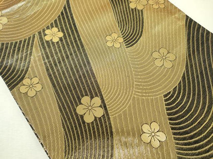 平和屋着物◎佐賀錦　両面　六通柄袋帯　鳳凰花文　黒地　金銀糸　正絹　逸品　DABK6893ya