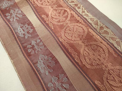 平和屋着物◎八寸名古屋帯　抽象間道　正絹　逸品　DABK6903ya