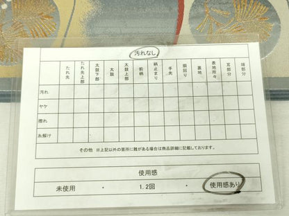 平和屋着物◎六通柄袋帯　唐織　松葉丸文　あやぎぬ　綾　金銀糸　正絹　逸品　DABK6916ya