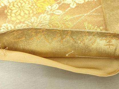 平和屋着物◎六通柄袋帯　色紙取彩華　金糸　引箔　正絹　逸品　DABK6924ya