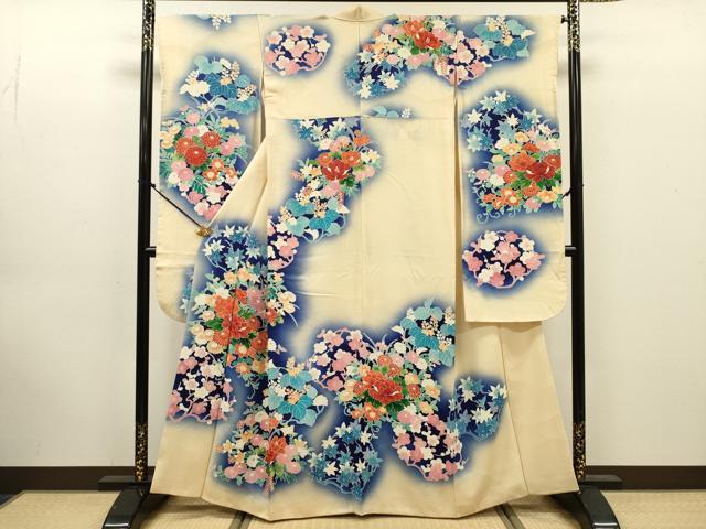 平和屋着物■豪華振袖　草花文　枝梅　暈し染め　正絹　逸品　DABK6955ya