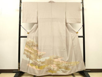 平和屋着物■豪華色留袖　刺繍　雲取り松文　鹿の子　金彩　正絹　逸品　DABK6968ya
