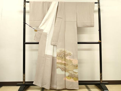 平和屋着物■豪華色留袖　刺繍　雲取り松文　鹿の子　金彩　正絹　逸品　DABK6968ya