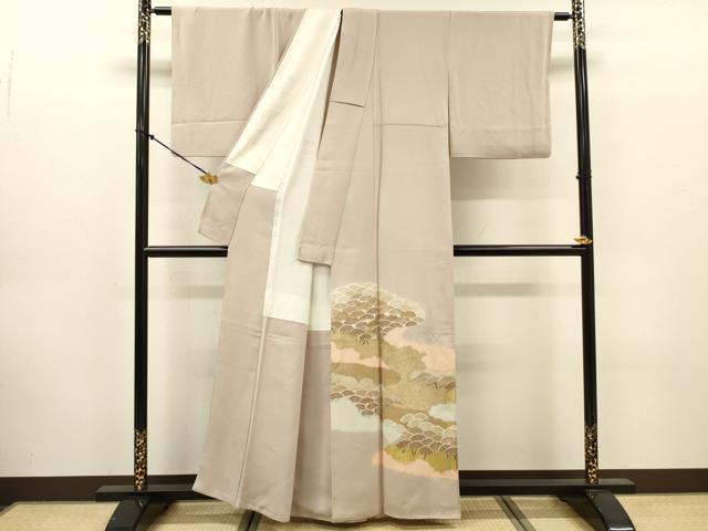 平和屋着物■豪華色留袖　刺繍　雲取り松文　鹿の子　金彩　正絹　逸品　DABK6968ya