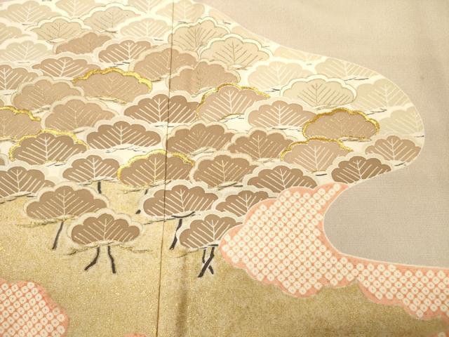 平和屋着物■豪華色留袖　刺繍　雲取り松文　鹿の子　金彩　正絹　逸品　DABK6968ya