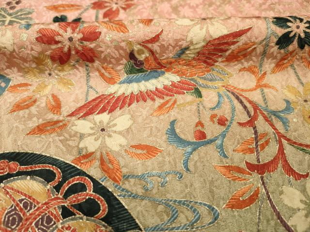 平和屋着物■訪問着　吉祥鳳凰花蝶文　暈し染め　金彩　正絹　逸品　DABK6971ya