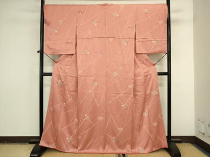 平和屋着物■上質な小紋　絞り　幾何学花文　正絹　逸品　DABK6974ya