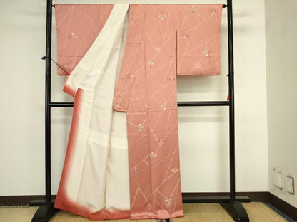 平和屋着物■上質な小紋　絞り　幾何学花文　正絹　逸品　DABK6974ya