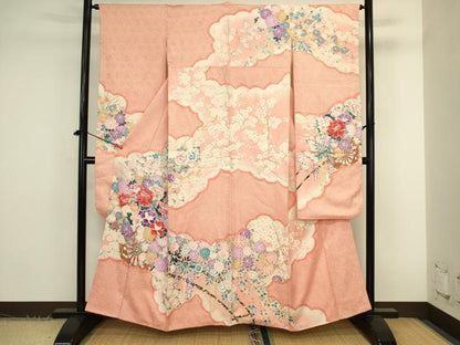 平和屋着物■豪華振袖　駒刺繍　絞り　花車文　金糸　正絹　逸品　DABK6977ya
