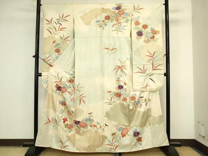 平和屋着物■豪華振袖　刺繍　草花文　金彩　正絹　逸品　DABK6987ya