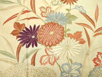 平和屋着物■豪華振袖　刺繍　草花文　金彩　正絹　逸品　DABK6987ya