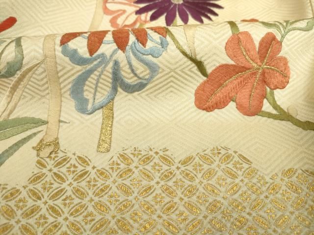 平和屋着物■豪華振袖　刺繍　草花文　金彩　正絹　逸品　DABK6987ya