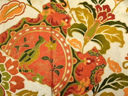 平和屋着物■豪華振袖　駒刺繍　更紗花鳥文　金彩　正絹　逸品　DABK6988ya