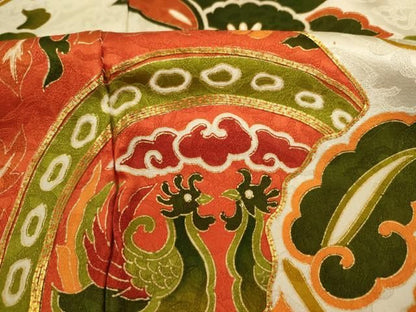平和屋着物■豪華振袖　駒刺繍　更紗花鳥文　金彩　正絹　逸品　DABK6988ya
