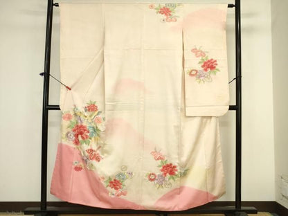 平和屋着物■豪華振袖　駒刺繍　花鳥文　暈し染め　金彩　正絹　逸品　DABK6990ya