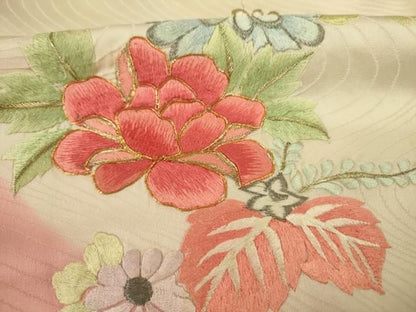 平和屋着物■豪華振袖　駒刺繍　花鳥文　暈し染め　金彩　正絹　逸品　DABK6990ya