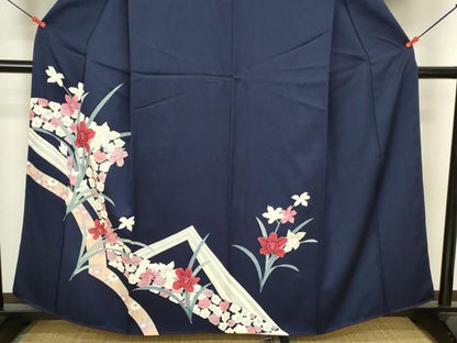 平和屋着物■訪問着　草花文　杜若　カキツバタ　正絹　逸品　DABK6991ya