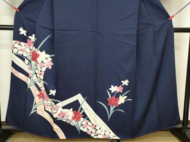 平和屋着物■訪問着　草花文　杜若　カキツバタ　正絹　逸品　DABK6991ya