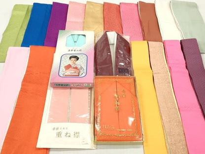 平和屋着物▼和装小物　重ね衿・伊達衿　まとめて20点　紗綾形　檜垣文　草花文　金糸　未使用品あり　逸品　DABK7109xg