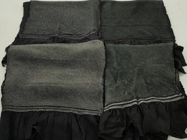 平和屋着物▼男性　和装小物　兵児帯4点セット　総絞り　黒色　全て正絹　未使用あり　逸品　DABK7147xg