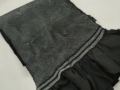 平和屋着物▼男性　和装小物　兵児帯4点セット　総絞り　黒色　全て正絹　未使用あり　逸品　DABK7147xg