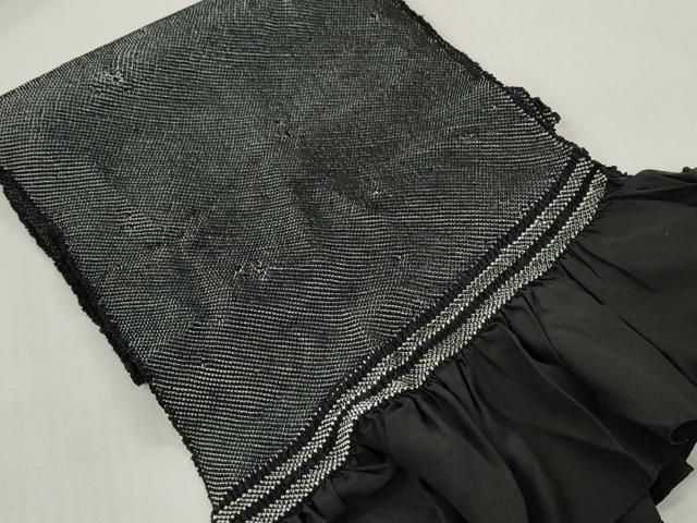 平和屋着物▼男性　和装小物　兵児帯4点セット　総絞り　黒色　全て正絹　未使用あり　逸品　DABK7147xg