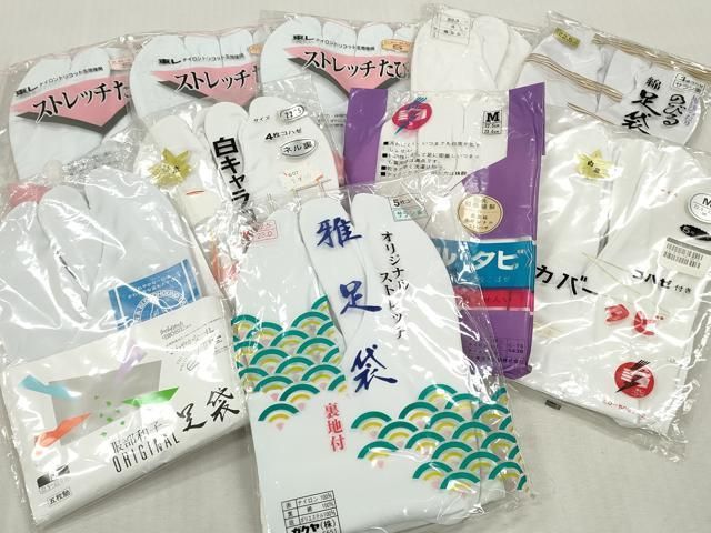 平和屋着物▼和装小物　足袋まとめて10点　白足袋　ストレッチ足袋　21.5cm～23.0cm　逸品　未使用　DABK7197xg