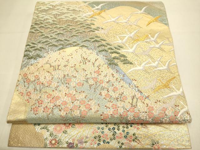 平和屋本店▼六通柄袋帯　連山薫風文　本金箔　正絹　逸品　DABK7521du
