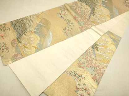 平和屋本店▼六通柄袋帯　連山薫風文　本金箔　正絹　逸品　DABK7521du