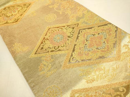 平和屋本店▼六通柄袋帯　花菱文　つづれ織　本金箔　正絹　逸品　DABK7526du