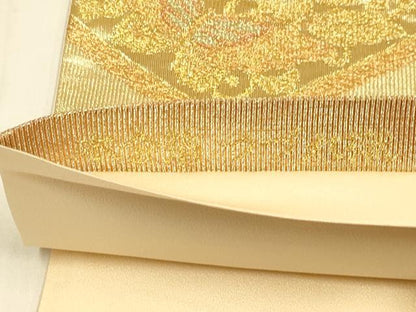 平和屋本店▼六通柄袋帯　花菱文　つづれ織　本金箔　正絹　逸品　DABK7526du