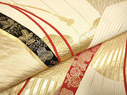 平和屋本店▼六通柄袋帯　吉祥文　本金二丁箔九百錦　正絹　逸品　DABK7529du