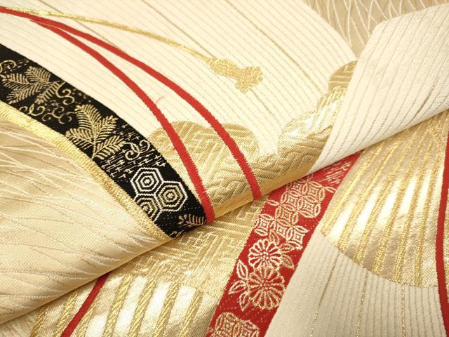 平和屋本店▼六通柄袋帯　吉祥文　本金二丁箔九百錦　正絹　逸品　DABK7529du