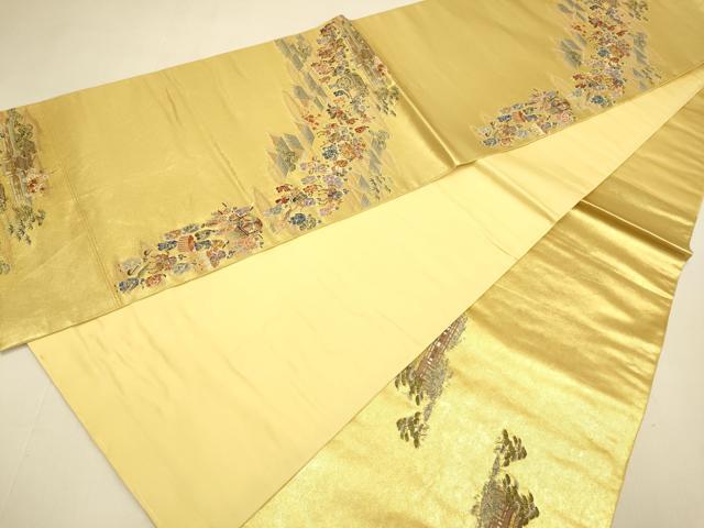 平和屋本店●六通柄袋帯　大名行列　金泥箔　正絹　逸品　DABK7532du