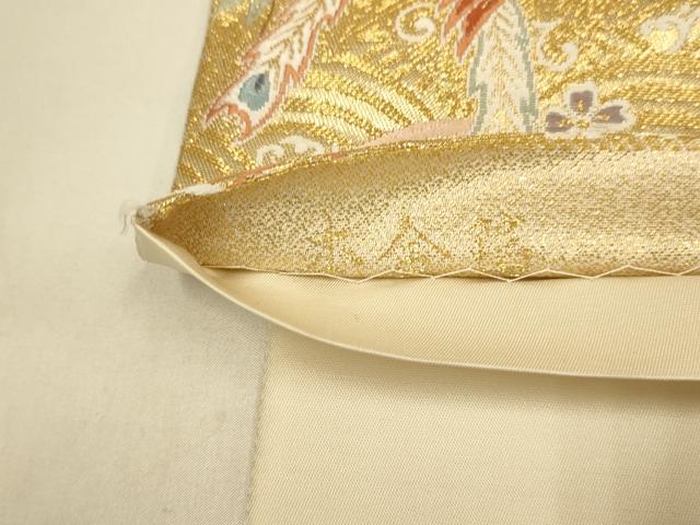 平和屋本店▼六通柄袋帯　九百錦　御所車鳳凰花文　本金箔　正絹　逸品　DABK7536du
