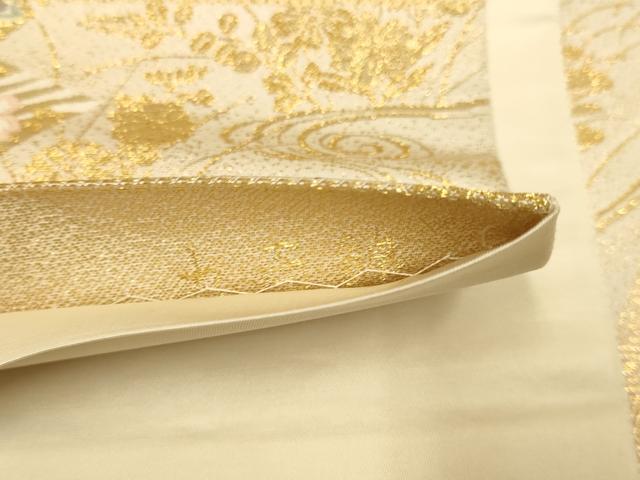 平和屋本店▼六通柄袋帯　九百錦　御所車鳳凰花文　本金箔　正絹　逸品　DABK7536du