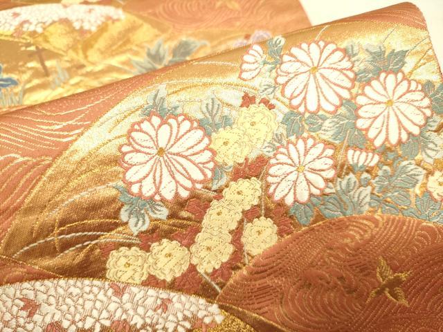 平和屋本店▼六通柄袋帯　琳派四季の調　本金箔　正絹　逸品　DABK7540du