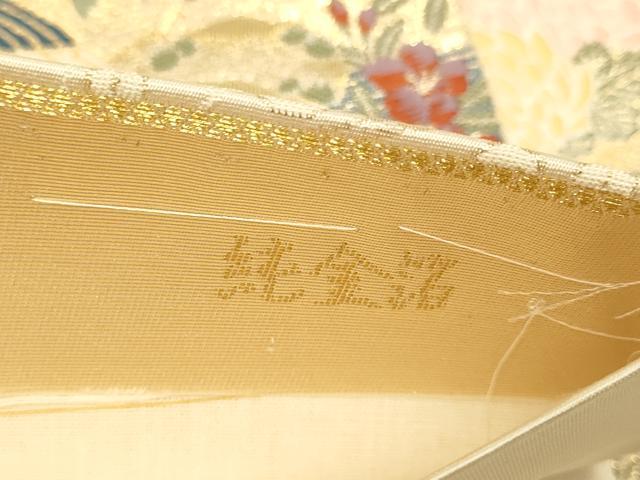 平和屋本店▼六通柄袋帯　唐織　慶祥秀宝文　純金箔　正絹　逸品　DABK7544du
