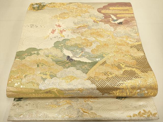 平和屋本店▼六通柄袋帯　光悦春秋文　九百本金弐重織　正絹　逸品　DABK7545du