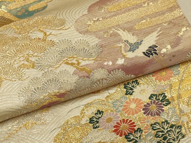 平和屋本店▼六通柄袋帯　光悦春秋文　九百本金弐重織　正絹　逸品　DABK7545du
